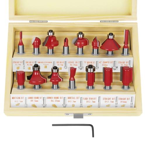 flintronic Set di Frese per Legno 15 Pezzi (8mm)