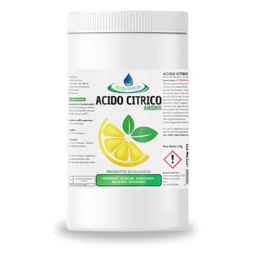 Acquaverde Acido Citrico in Polvere - 1kg, Naturale ed Ecologico Multiuso