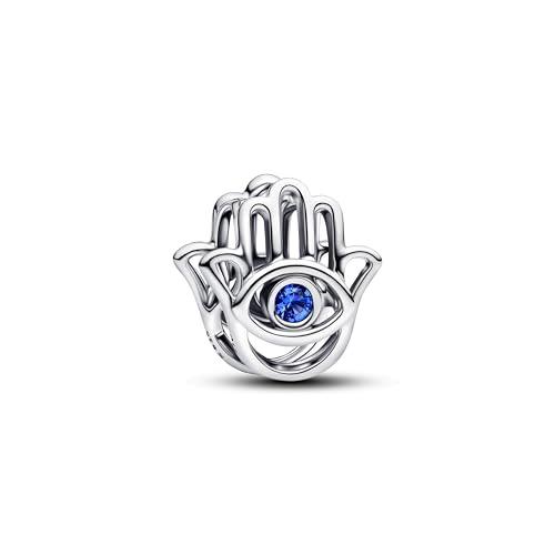Charm Pandora Mano di Fatima Argento Sterling e Cristalli Blu