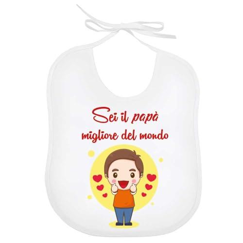 La Ruotante Bavaglino in 100% cotone bavetta papà miglior mondo speciale work progress super auguri regalo nascita (3)