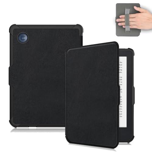 Vakarey Cover Ultra Sottile Automatica per Kobo Clara (Colour/2E/BW) con Cinturino da Polso, Nero