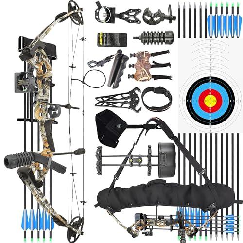 wolfman Arco Compound Set Adulto 30-55 LBS Arco da Caccia e Pesca con L'Arco Freccia e Arco Composto Set Arco per Tiro con L'Arco Caccia Bersaglio Tiro Pratica Mancini Destrorsi (RTH, Foresta Camo)