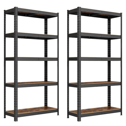 SONGMICS Set di 2 Scaffalature Industriali Marrone Vintage e Nero