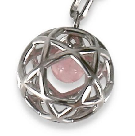 Pentasfera Acciaio con Quarzo rosa (Genesa Crystal)