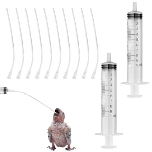 SGERUFZ 10 Pezzi Tubo per Alimentazione Uccellini con 2 Siringhe 10 ml, Strumento per Alimentazione Manuale di Uccellini e Pappagalli, Accessori per Piccioni, Mangime, Latte, Acqua, Medicinali