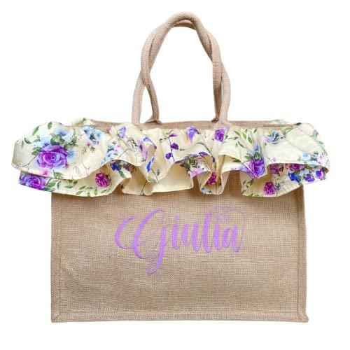 Borsa Mare in Juta Personalizzata con Pochette - Eleganza Italiana per le Tue Vacanze