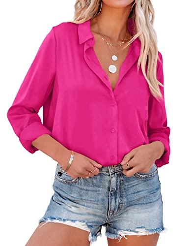 NONSAR Camicetta da Donna Elegante a Maniche Lunghe con Colletto Alto, da Ufficio, Casual