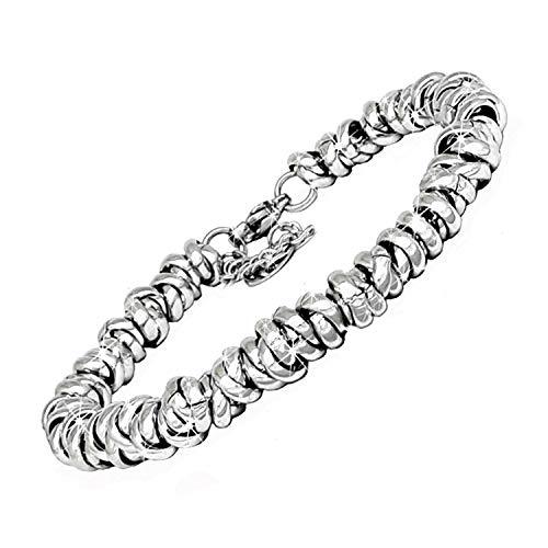 Bracciale Donna Saga Gioielli Intrecciato con Nodini in Acciaio