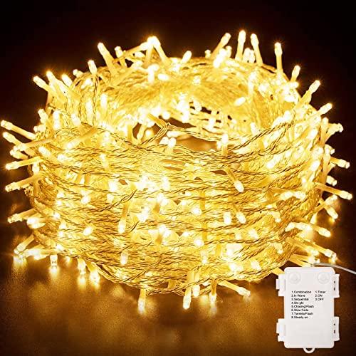 Hoteril Luci LED Batteria, 15M Catena Luminosa a 130 LED 8 Modalità, Impermeabile IP65 Stringa Luci LED da Esterni ed Interni, Decorare Casa, Albero, Giardino, Festa, Matrimonio, Bar, Natale