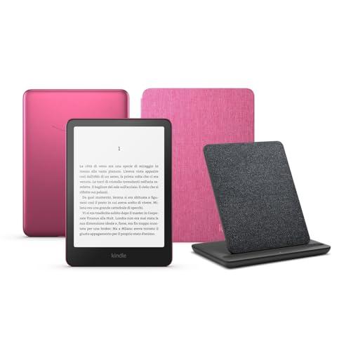 Kindle Paperwhite Signature Edition (2024) Bundle: Lettore Ebook, Cover in Tessuto e Dock di Ricarica Wireless