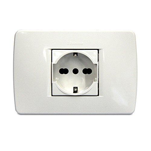 BTicino S4140CAB Kit Presa Luna Standard Tedesco/Bipasso, Bianco