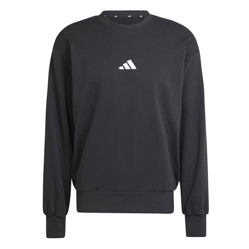 adidas Uomo Essentials FEELCOZY French Terry Sweatshirt, Black/White, M
