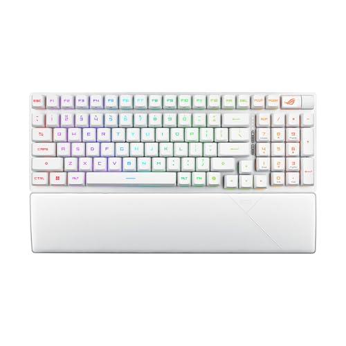 ASUS ROG Strix Scope II 96, Tastiera Meccanica Gaming Wireless, Connessione Bluetooth 5.1 e ROG SpeedNova a 2,4GHz, Switch Meccanici ROG RX, Illuminazione RGB, Compatibile con Windows 11, Bianca
