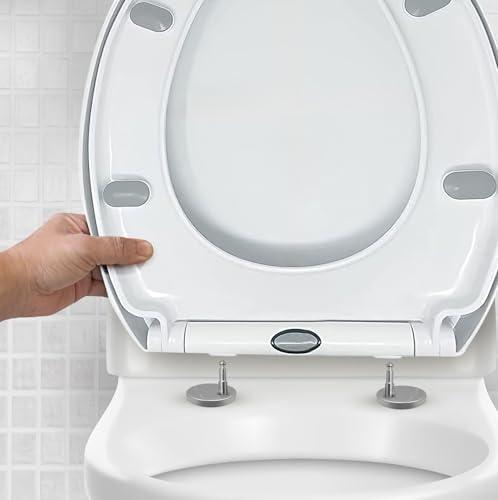 CUQOO Sedile WC Ovale con Chiusura Rallentata e Sgancio Rapido