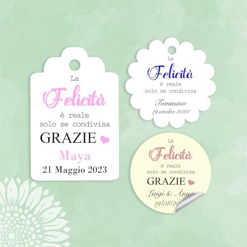 Cartellini/Adesivi Personalizzati per Bomboniere - 10 Pezzi (FRA-01)