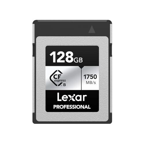 Lexar Scheda CFExpress professionale serie SILVER da 128 GB, scheda CFe di tipo B fino a 1750 MB/s in lettura, scheda CF adotta PCIe Gen3x2, scheda di memoria CF compatibile con DSLR, retromarcia con