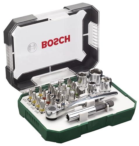 Bosch 26 pz. Set di Bit di Avvitamento con Cricchetti, bit PH, PZ, esagonali, T, S, Accessori Trapano e Cacciavite