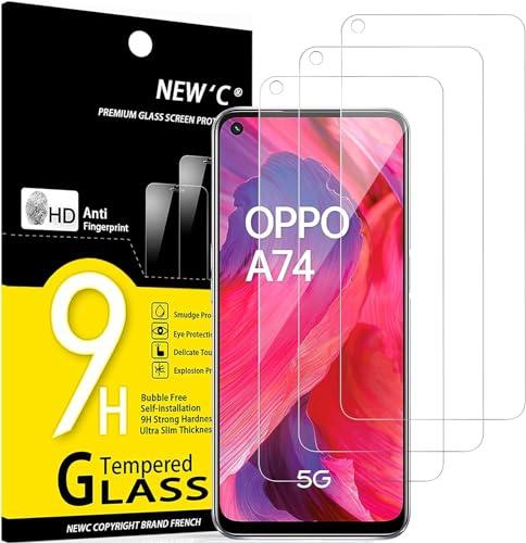 NEW'C 3 Pezzi, Vetro Temperato per Oppo A54 5G, Oppo A74 5G, Pellicola Prottetiva Anti Graffio, Anti-Impronte, Senza Bolle, Durezza 9H, 0,33mm Ultra Trasparente, Ultra Resistente