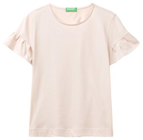 United Colors of Benetton T-Shirt Girocollo con Dettagli Rouches