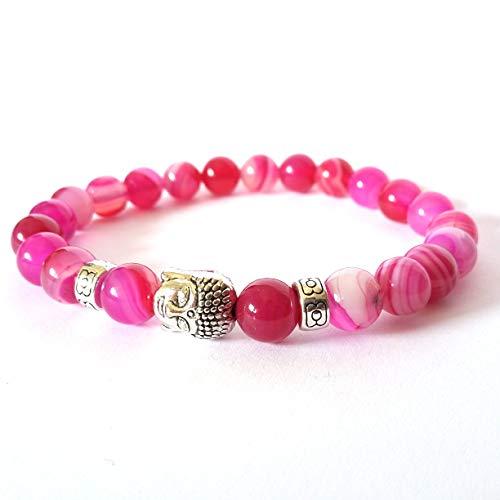 Bracciale Buddha Zen Yoga in Agata Fucsia