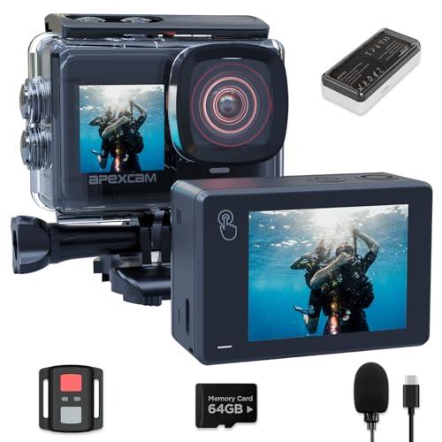 Apexcam X80pro Action Cam 4K60FPS con Doppio Schermo e Accessori