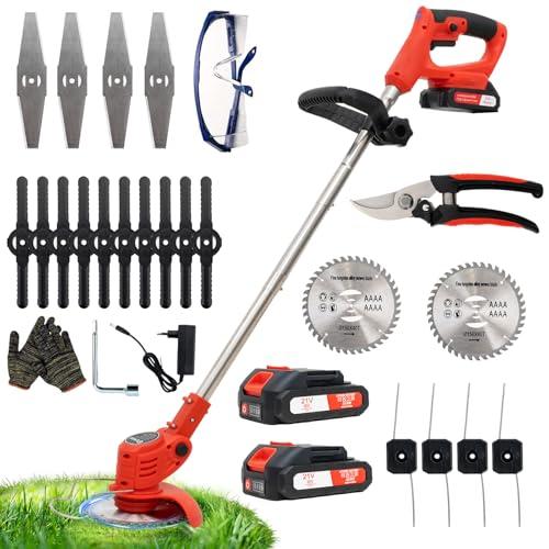 Decespugliatore Elettrico a Batteria con 2 Batterie e 4 Lame