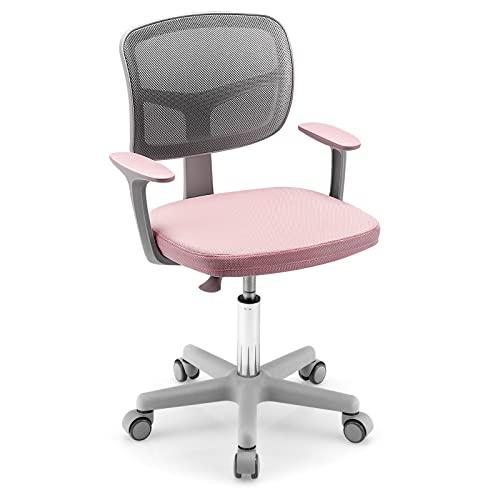 COSTWAY Sedia Ergonomica Girevole per Scrivania Bambini Rosa