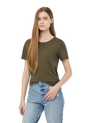 T-Shirt Tinta Unita Basica da Donna Terranova Verde Militare Scuro