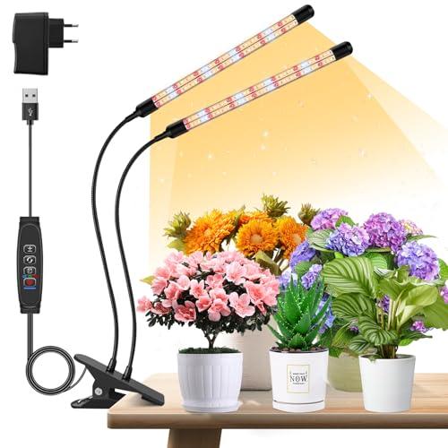 ANPSSSEN Lampada LED per Piante a 2 Teste con Timer