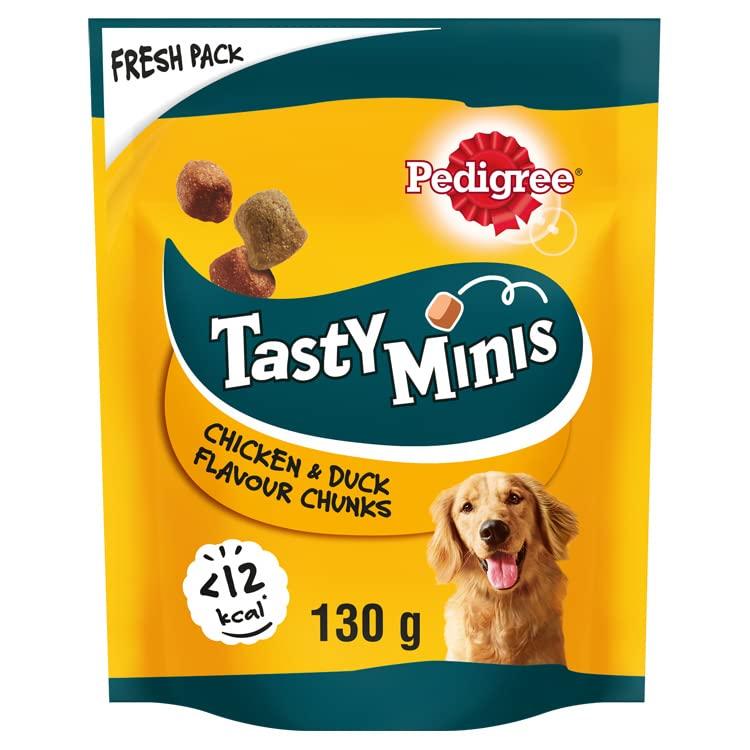 Pedigree Tasty Minis Snack Cane al Pollo e Anatra, 6 Confezioni da 130g ciascuna