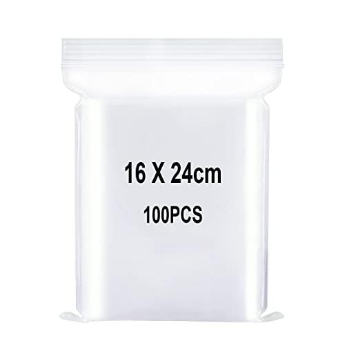 Sacchetti in Plastica Trasparente Richiudibili 16x24cm - 100 Pezzi