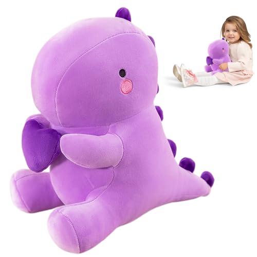 Peluche Dinosauro con Cuore Viola - 30cm, Regalo Romantico e Kawaii