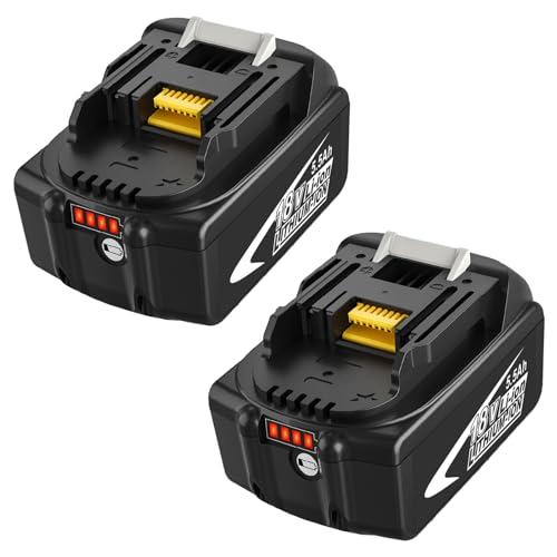 Exemoro 2Pack Batteria per Makita 18V 5,5 Ah BL1860B con Display LED