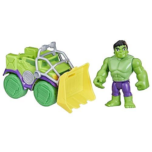 Marvel Spidey e la sua supersquadra, Set Hulk e camion demolente, Figura con veicolo e Accessorio, Giocattoli prescolari