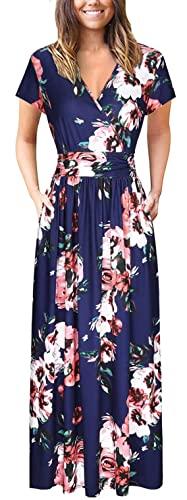 DEARCASE Vestito Donna Casual Scollo a V Floreale Rosa