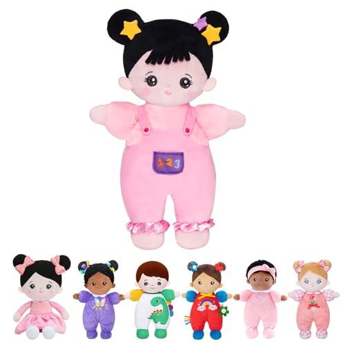 OUOZZZ Bambola di Pezza Morbida, 25cm Capelli Neri - Gioco Bimbo 1-3 Anni