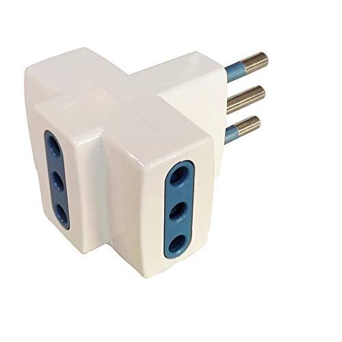 Poly Pool PP0447 Adattatore Triplo 10 A Spina e 3 Prese Piccole Bianco