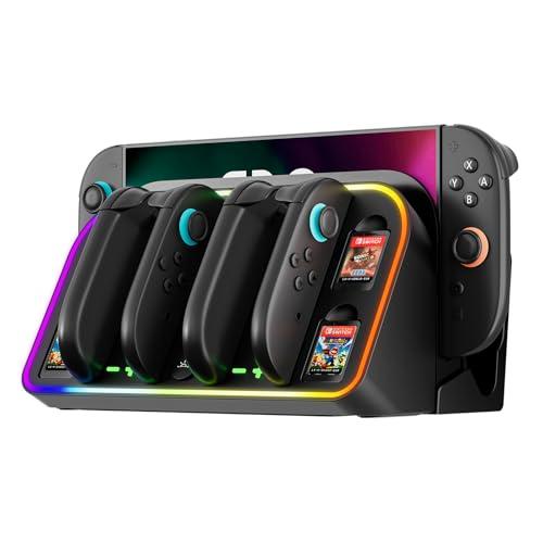 Stazione di Ricarica 4 in 1 MANKIW per Nintendo Switch 2, con Dock TV, LED RGB e Supporto a Parete
