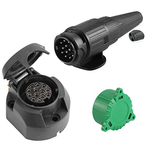 SPARKMOTO Spina e Presa per Rimorchio a 13 Poli con Copertura Verde