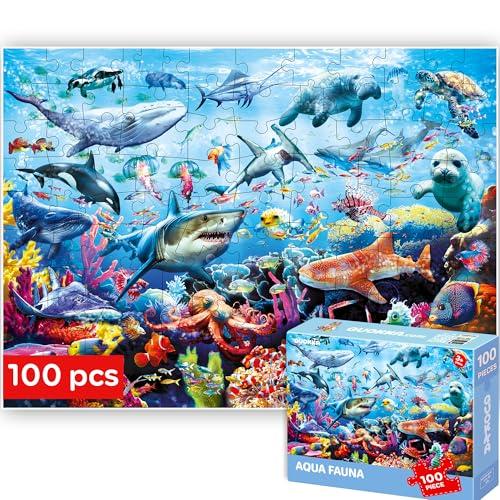 QUOKKA Puzzle Bambini 4 5 6 Anni - Solo Puzzle 100 pezzi Bambino 7 8 Anni - Giocattolo Animali di Apprendimento del Mare – Giochi Regalo per Ragazze e Ragazzi