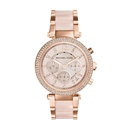 Michael Kors Parker MK5896 - Orologio Cronografo Donna Oro Rosa e Acetato Blush