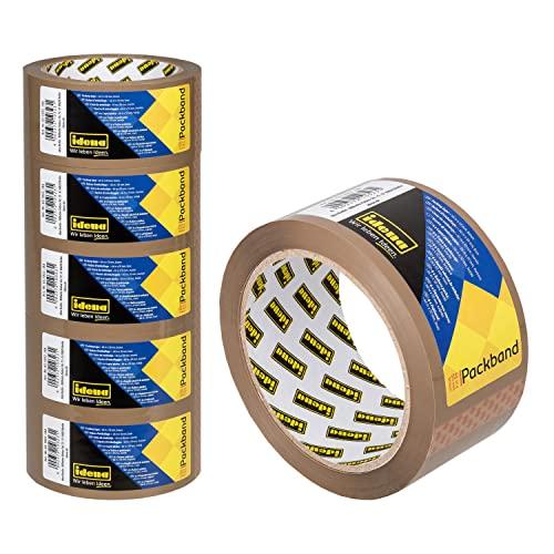 Idena 90129 - Nastro marrone, 50 mm x 66 m, 6 rotoli di nastro silenzioso, ideale per traslochi e spedizioni
