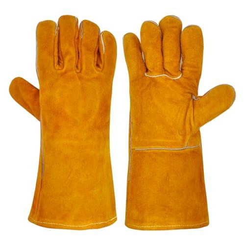 WOKICOR Guanti ignifughi per camino e barbecue, da uomo, con protezione dal calore, resistenti al calore, resistenti al calore