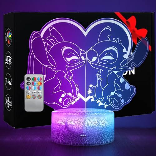 Hoofun Lampada Stitch: Luce Notturna Anime 3D con 16 Colori e Telecomando