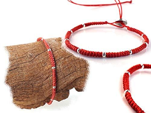 Bracciale in Cotone Cerato Rosso con Pepite Metalliche 