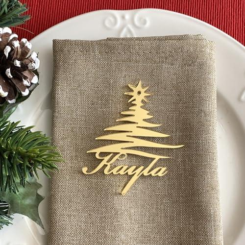 Segnaposto Natalizi Personalizzati - Albero Decorativo con Nome Inciso