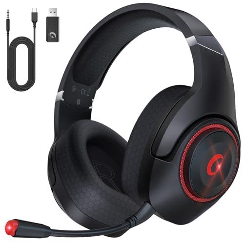 KAPEYDESI Cuffie Gaming Wireless 2.4GHz con Bluetooth 5.2 e Microfono Staccabile