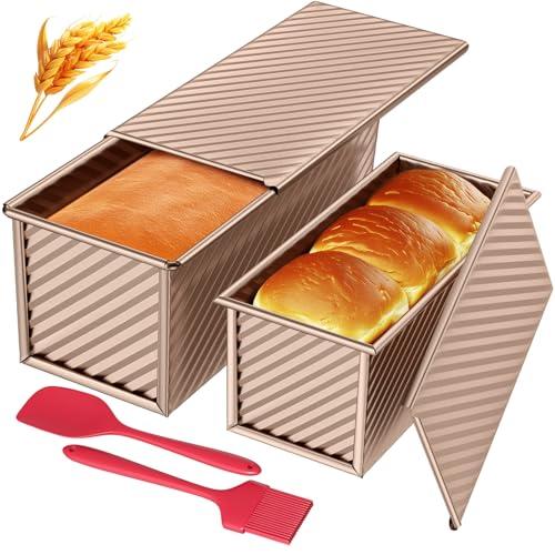 JSCORES Set di Stampi per Pane e Toast, 4 Pezzi, Antiaderente (Oro Rosa)