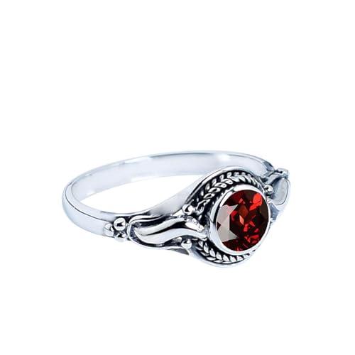 Anello Gems Vibes in Granato Rosso Argento Sterling 925 Misura 6