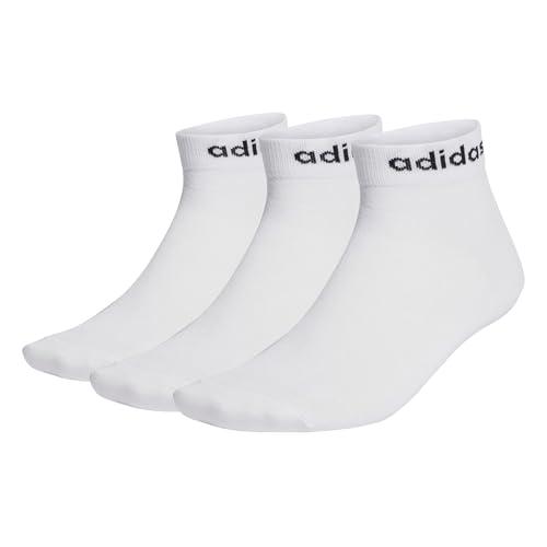 Adidas Mixte Think Linear Ankle Socks 3 Paia, Bianco/Nero, 42-45